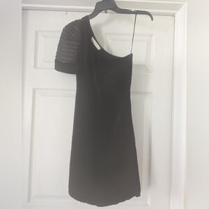 Elegant Black Velour Dress By Reiss One-Shoulder Dress, Size 2
